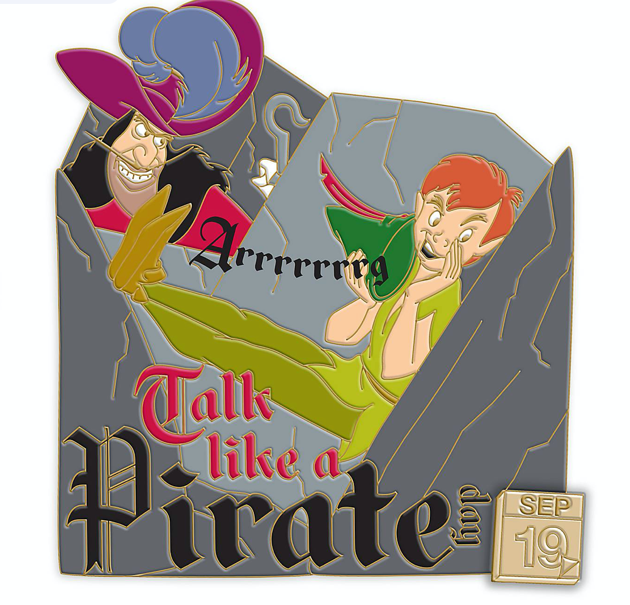 Disney Parks Peter Pan and Captain Hook Pin Talk Like a Pirate New