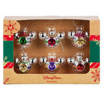 Disney Parks Mickey Mouse Icon Mini Glass Ornament Set New with Box