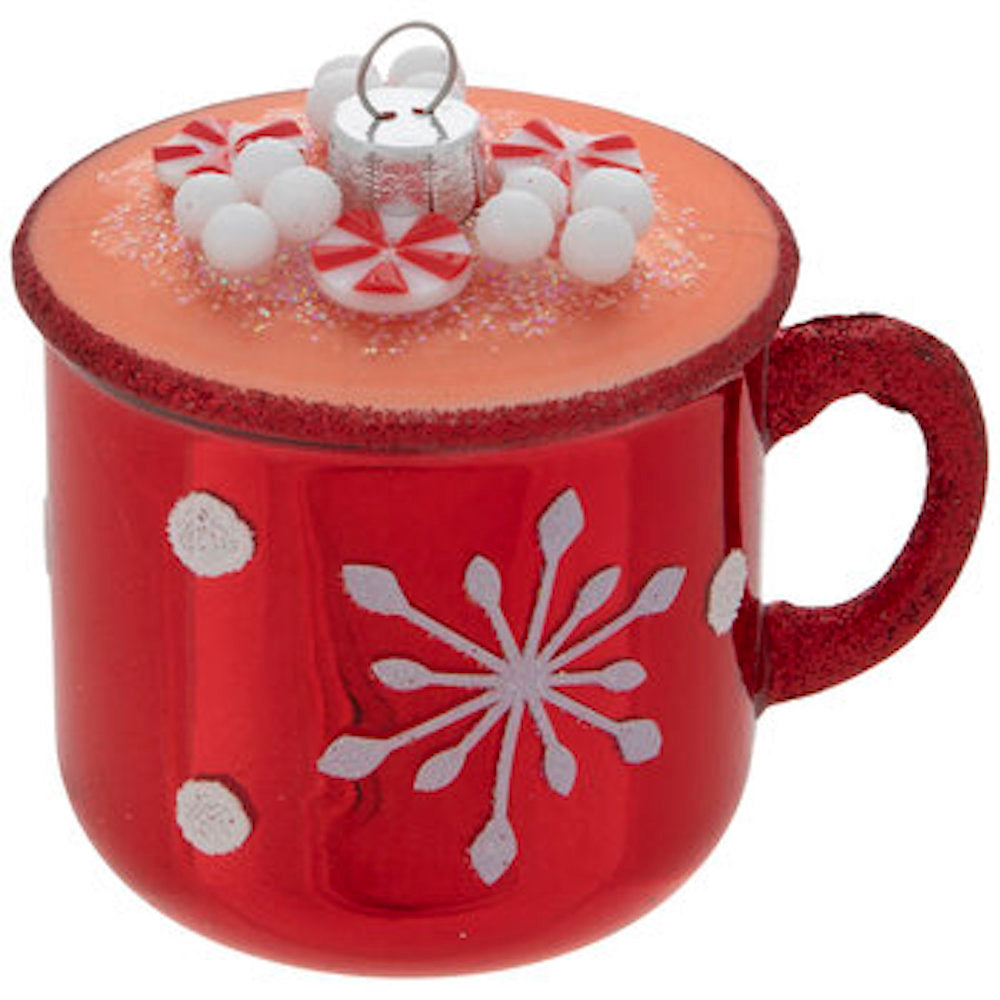 Robert Stanley Red Hot Chocolate Mug Glass Christmas Ornament New with – I  Love Characters
