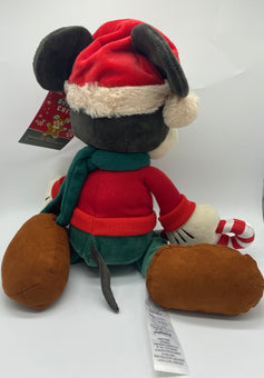 Disney Parks Mickey Cheer with Candy Cane Christmas Holiday Plush New with Tag