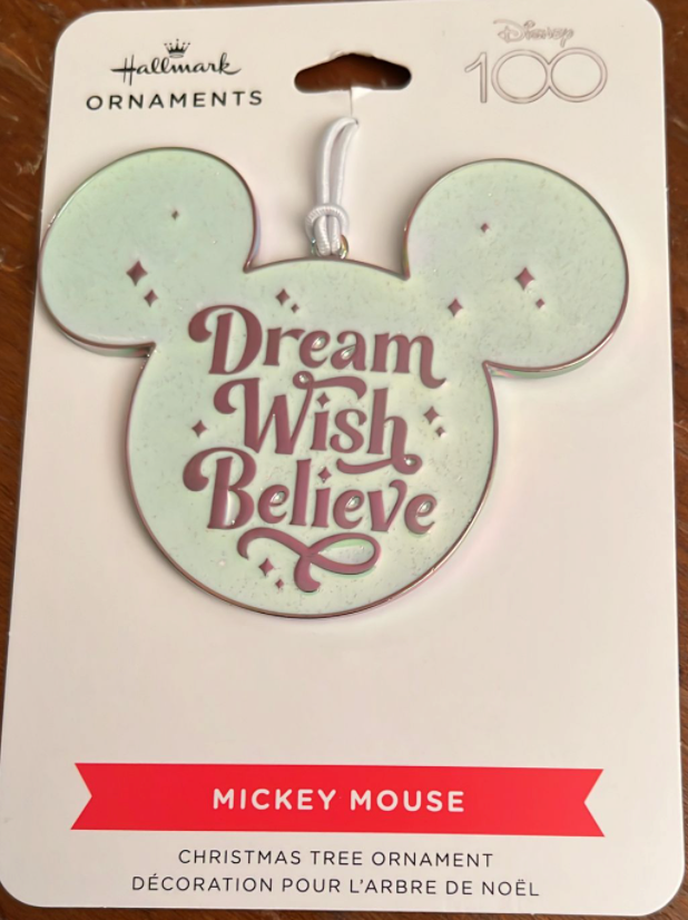 Hallmark Disney 100 Mickey Icon Dream Wish Believe Metal Christmas