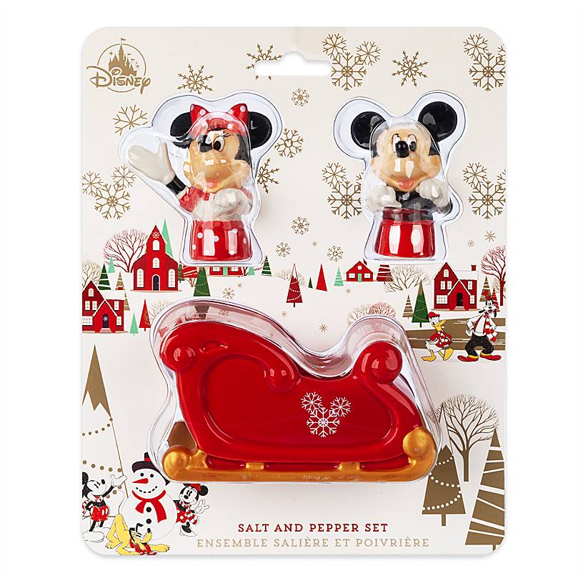 Disney Store Mickey and Minnie Holiday Salt and Pepper Shaker Set New with Box
