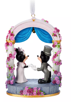 Disney Mickey and Minnie Mouse Figural Wedding Christmas Ornament New With Box