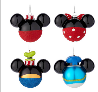 Disney Parks Mickey and Friends Scarf Glitter Holiday Christmas Ornament Set Box