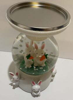 Bath and Body Works 2022 Easter Bunny Snow Globe Pedestal Candle Holder New Box