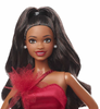 Barbie Signature 2022 Holiday Barbie Doll Dark Brown Wavy Hair with Doll Stand