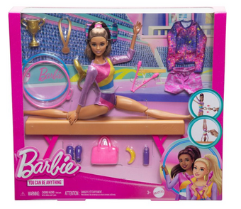 Barbie Gymnastics Playset with Blonde Fashion Doll Balance Beam Toy New with Box
