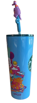 Disney Parks WDW Starbucks Epcot Stainless Steel Tumbler w Straw New With Tag