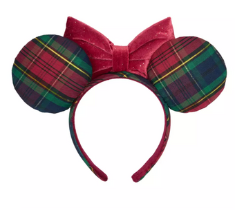 Disney Parks Minnie Mouse Plaid Holiday Ear Headband for Adults New With Tag