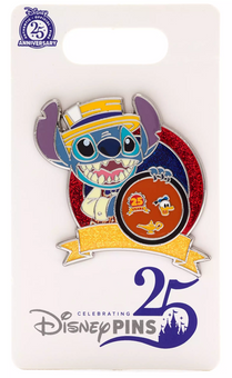 Disney Parks Stitch Pin, Pin Trading 25th Anniversary New With Card