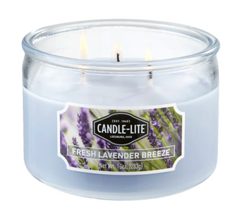Candle Lite Everyday Fresh Lavender Breeze 3 wick 10oz Jar Candle New