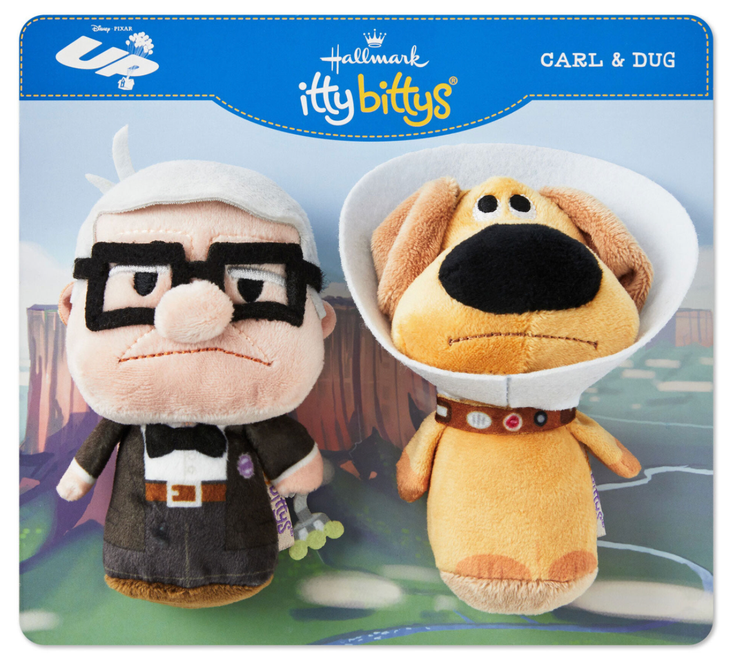 Hallmark itty bittys Disney Pixar Up Carl and Dug Plush, Set of 2 New With Tag