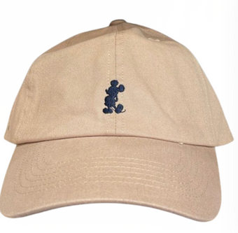 Disney Parks Navy Embroidered Mickey Mouse Tan Baseball Hat Cap New with Tag