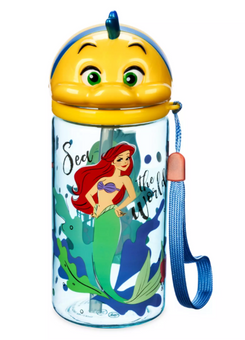 Disney Parks Flounder Figural Water Bottle Straw Little Mermaid New With Tag