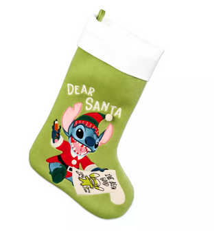 Disney Parks Stitch Elf I've Been Good Holiday Christmas Stocking Plush New Tag