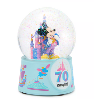 Disney Disneyland 70th Mickey and Sleeping Beauty Castle Mini Snowglobe New Box