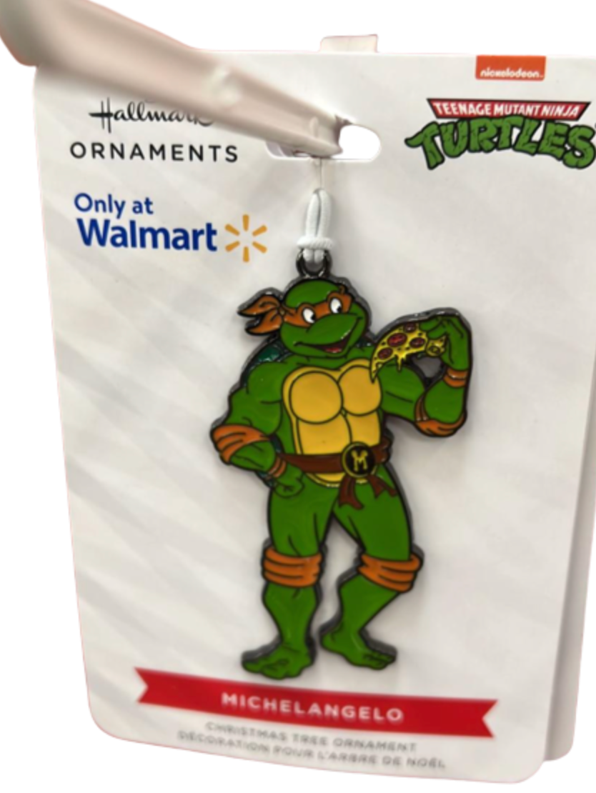 Hallmark Ninja Turtles Michelangelo Pizza Metal Christmas Ornament New with Card