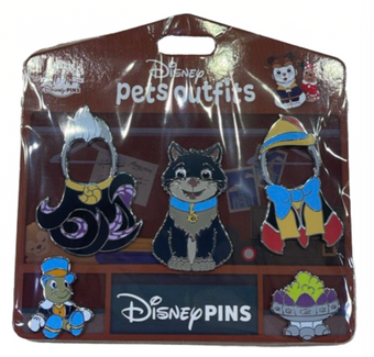 Disney Parks Pets Outfits Pin Set Brown Cat Pinocchio Ursula New with card