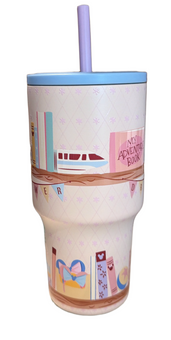 Disney Parks Dreamer Bookshelf Stainless Steel Travel Tumbler New with Tag