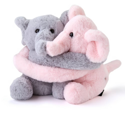 FAO Schwarz 9" Valentine Hugging Elephants Plush Set New with Tag