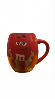 M&M's World Red Character Barrel with Brown Color inside Ceramic Coffee Mug New