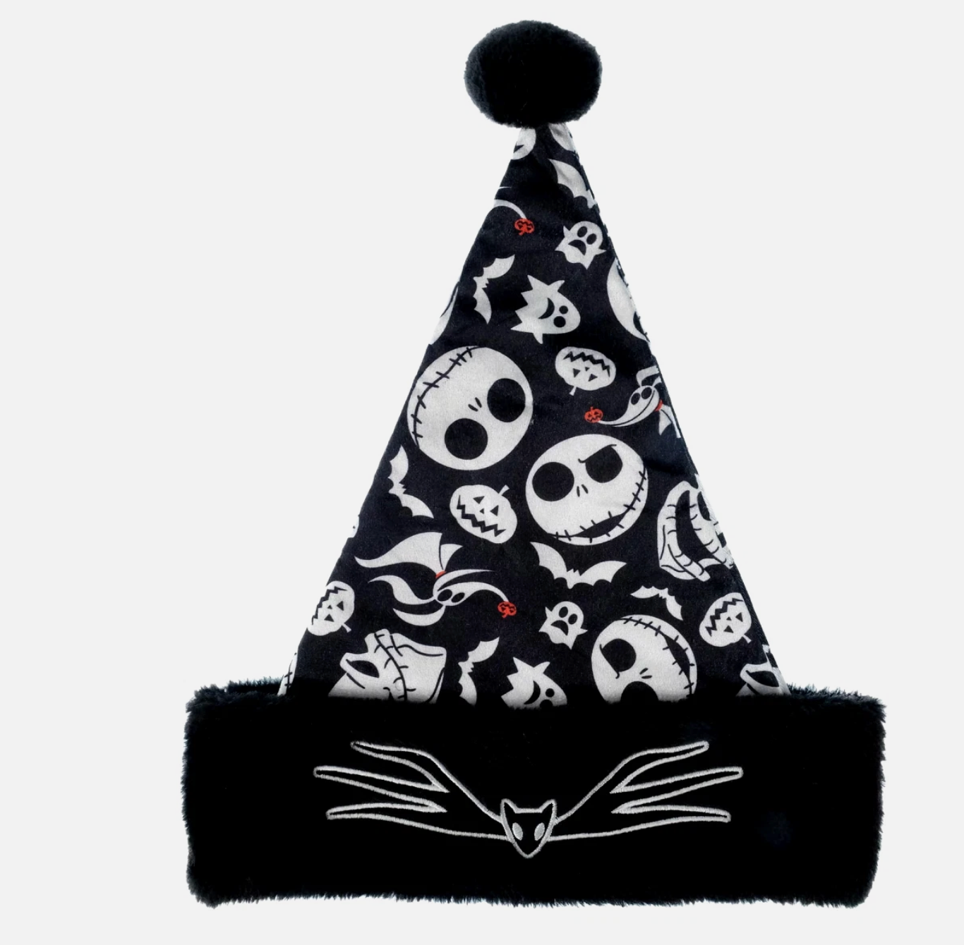 Disney Nightmare Before Christmas JACK Skellington Zero Black Santa Hat New