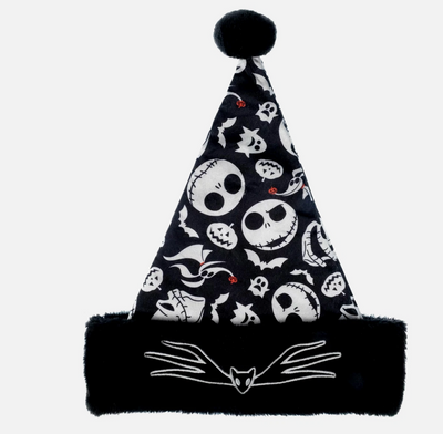 Disney Nightmare Before Christmas JACK Skellington Zero Black Santa Hat New