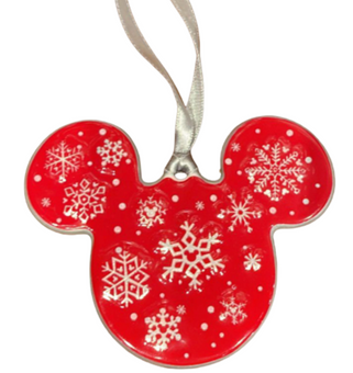 Disney Parks Holiday Snowflake Mickey Icon Disc Christmas Ornament New with Tag