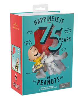 Hallmark Peanuts75th Anniversary Charlie Brown and Snoopy Christmas Ornaments