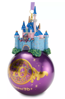 Disney Sleeping Beauty Castle Glass Ball Ornament Disneyland 70th Anniversary