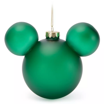 Disney Parks Mickey Mouse Icon Ball Christmas Ornament Green Glass New With Tag