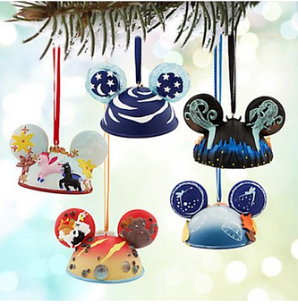Disney Parks Fantasia 5 Christmas Ear Hat Ornament Set Limited Edition New w Box