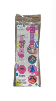 Disney Princess Ariel Moana Belle Tiana Cinderella Mix & Match Digital Watch New