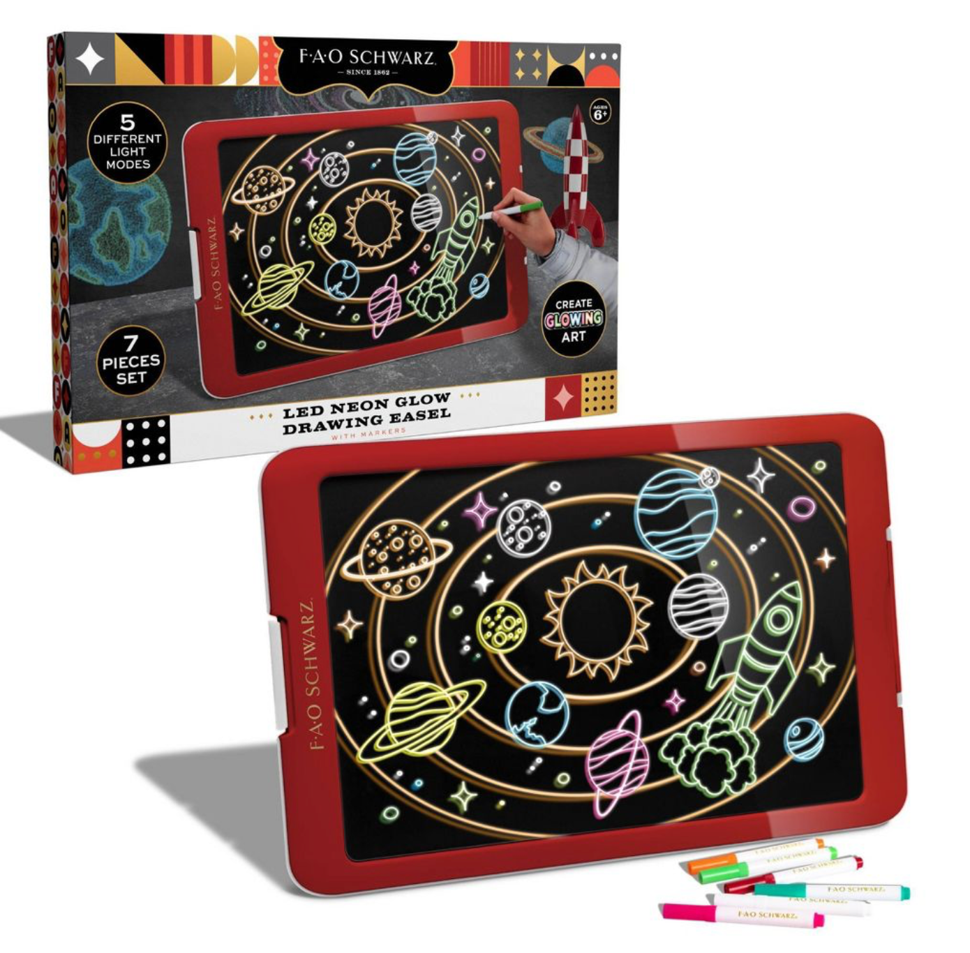 FAO Schwarz Neon Glow Drawing Easel New With Box