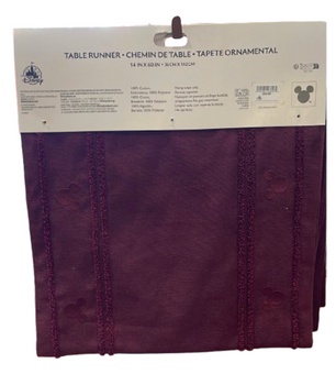Disney Parks Mickey Mouse Icons Disney Home Burgundy Table Runner New With Tag