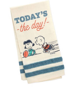 Hallmark Peanuts Football Club Charlie Brown and Lucy Tea Towel New with Tag