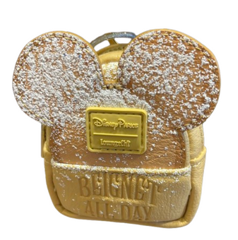 Disney Parks Loungefly Mickey Beignet Mini Backpack Bag Charm Keychain New