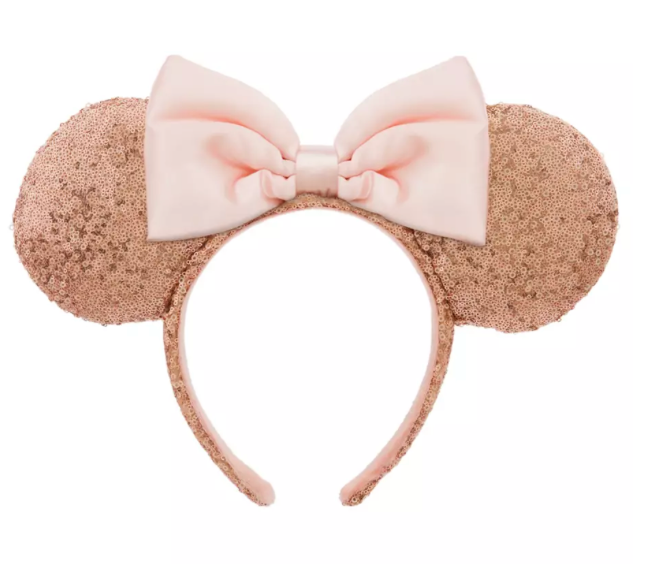 Disney Parks Minnie Mouse Sequin Ear Headband Rose Gold & Pink New With Tag