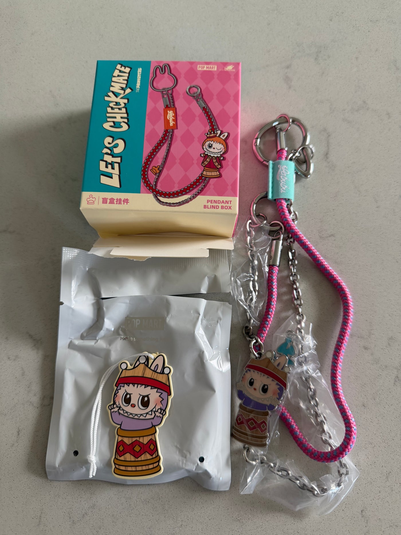 Pop Mart Labubu The Monsters Let's Checkmate Bishop Pendant Keychain Charm New