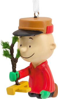 Hallmark Peanuts Charlie Brown Kneeling with Tree Christmas Ornament New W Box