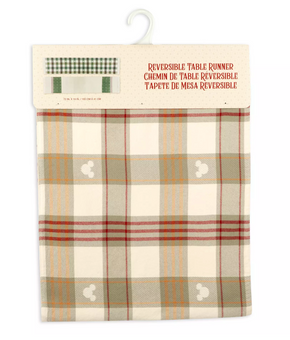 Disney Parks Holiday Homestead Mickey Icon Reversible Table Runner New