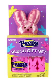 Frankford Peeps Easter Bunny Plush Pink Metallic Gift Set Marshmallow New w Tag