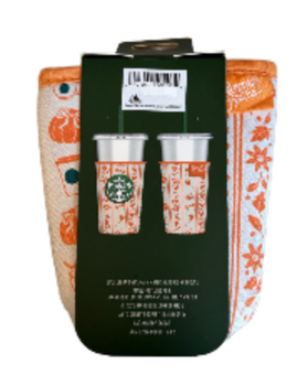 Disney Parks Starbucks Minnie Pumpkin Spice Fall Fabric Cup Sleeve 24oz New Tag