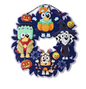 Halloween Bluey and Friends Metal Wreath Decor New with Tag