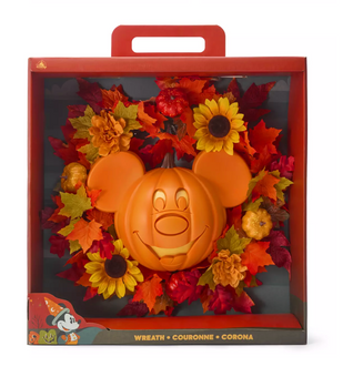 Disney Parks Halloween Mickey Jack-o'-Lantern Light-Up Wreath New with Tag