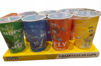 M&M's World Characters Lenticular Cups Tumbler Set of 7 New with Box