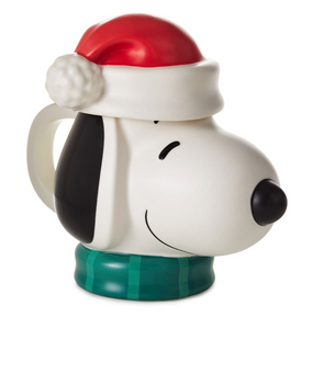Hallmark Peanuts Santa Snoopy Musical Sculpted Mug 23 oz New