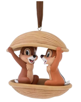 Disney Parks Chip And Dale Peeking Out From Nut Christmas Ornament New With Tag