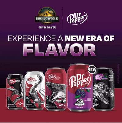 Dr Pepper Strawberries Cream Zero Soda Ankylosaurus Jurassic 12 pk 12 fl oz Cans