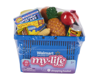 My Life As Miniature Blue Shopping Basket for 18" Dolls, 16 Pieces New With Tag